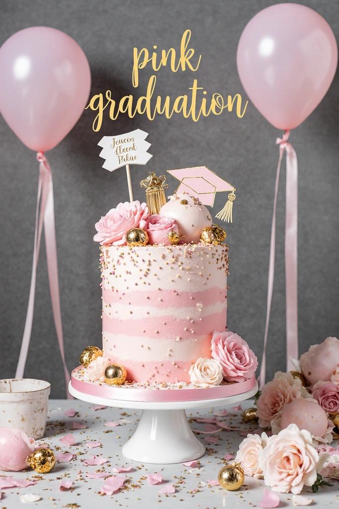pink graduation cake
