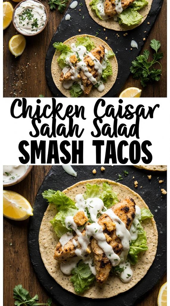 Chicken Caesar Salad Smash Tacos